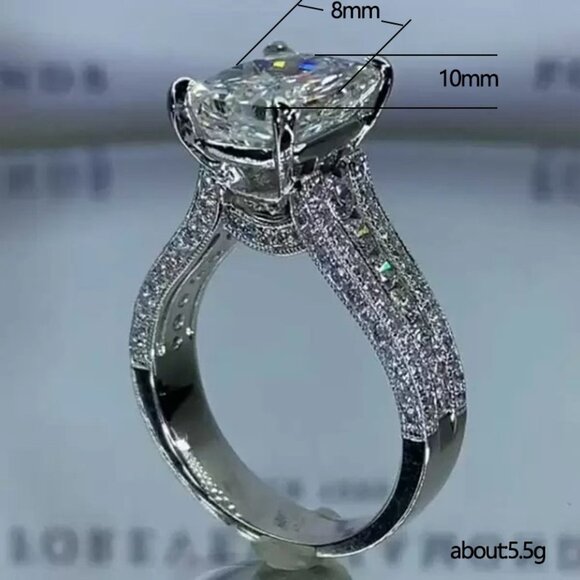 💎Eternity Band High Quality Prong Set Emerald Cutting CZ Ring, MARR9422 - Picture 3 of 5